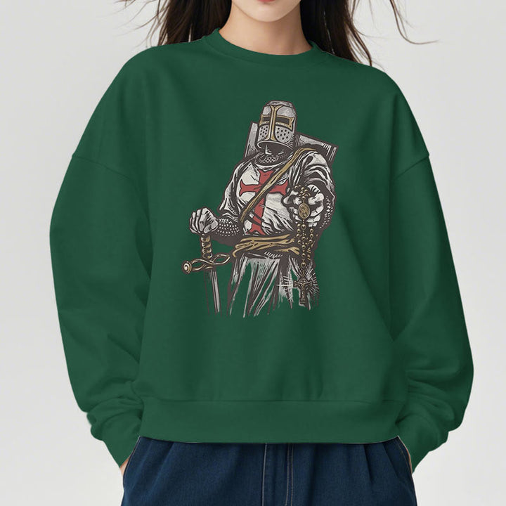Christianartworkshop Modern Style Crusader's Valor and Faith Fleece Lined Polyester Sweatshirt - image 14