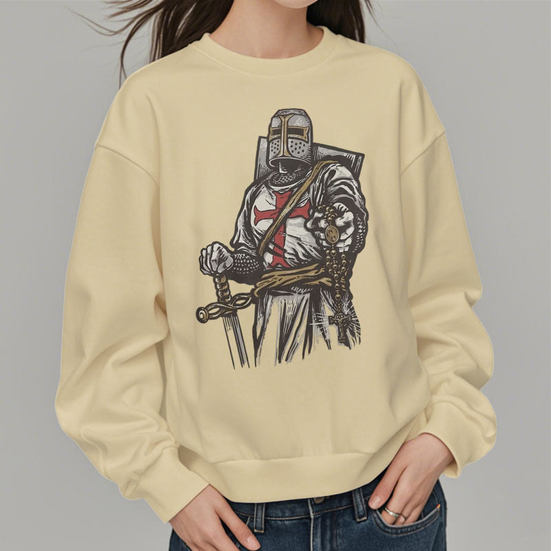 Christianartworkshop Modern Style Crusader's Valor and Faith Fleece Lined Polyester Sweatshirt - image 10