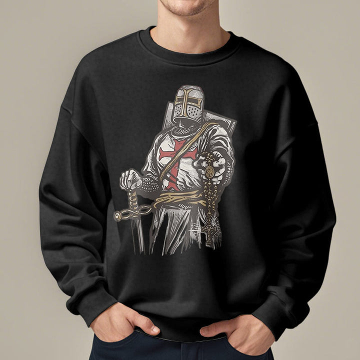Christianartworkshop Modern Style Crusader's Valor and Faith Fleece Lined Polyester Sweatshirt - image 8
