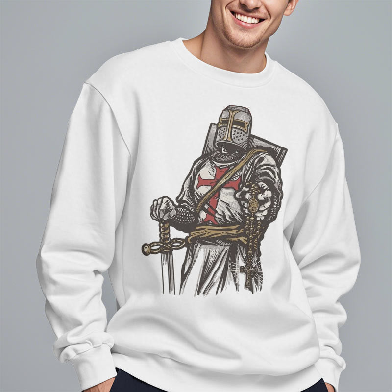 Christianartworkshop Modern Style Crusader's Valor and Faith Fleece Lined Polyester Sweatshirt - image 6