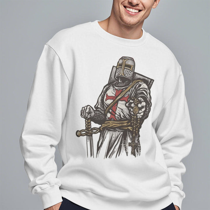 Christianartworkshop Modern Style Crusader's Valor and Faith Fleece Lined Polyester Sweatshirt - image 6