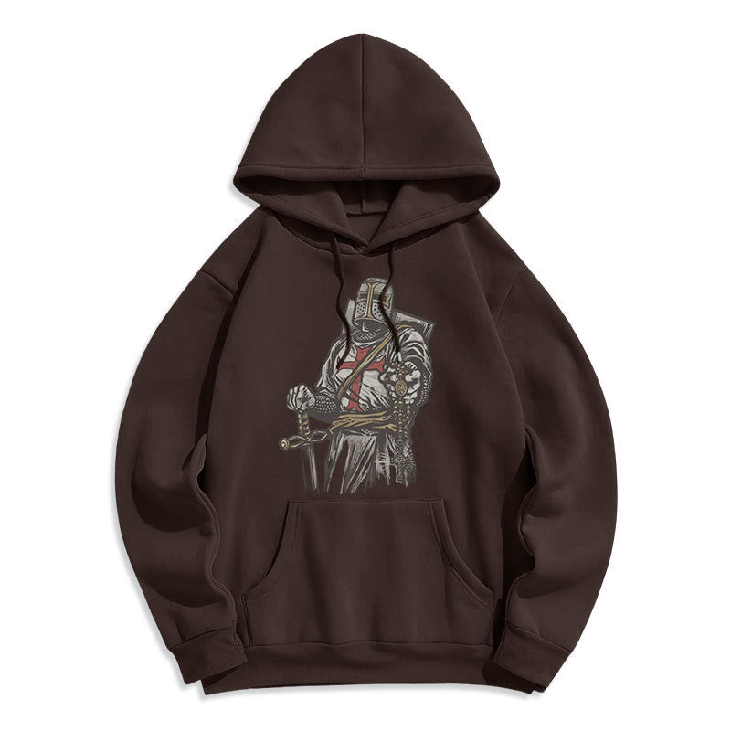 Christianartworkshop Modern Style Crusader's Valor and Faith Fleece Lined Polyester Hoodie - Brown - 2XL - image 11