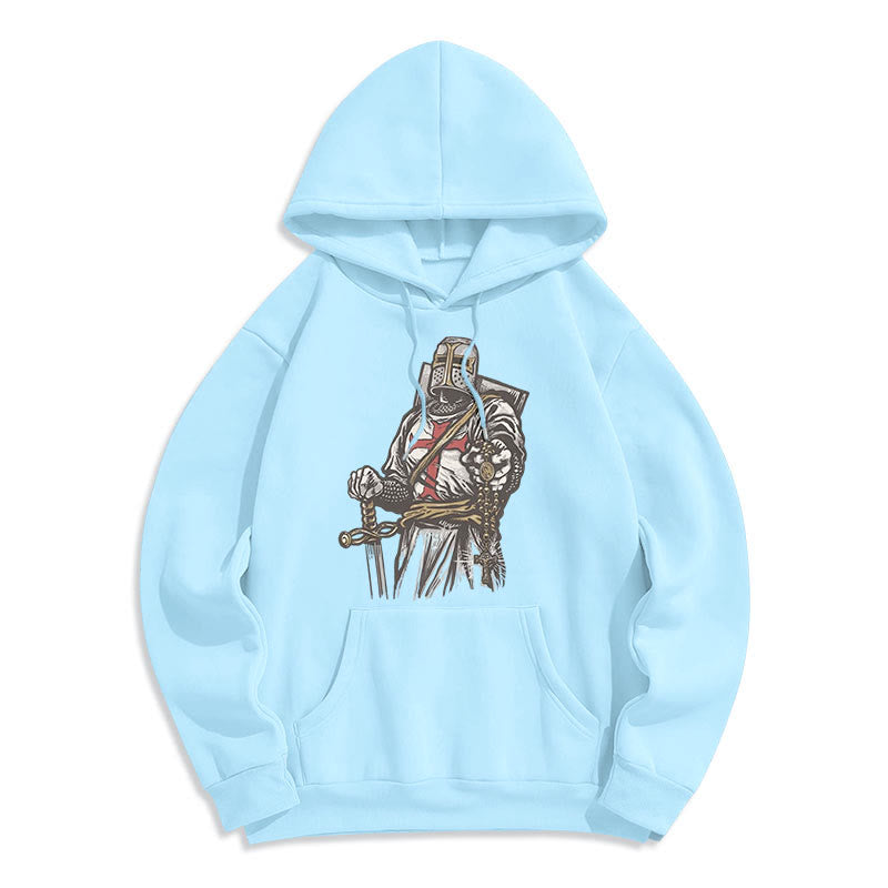 Christianartworkshop Modern Style Crusader's Valor and Faith Fleece Lined Polyester Hoodie - Blue - 2XL - image 15