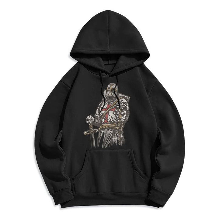 Christianartworkshop Modern Style Crusader's Valor and Faith Fleece Lined Polyester Hoodie - Black - 2XL - image 7