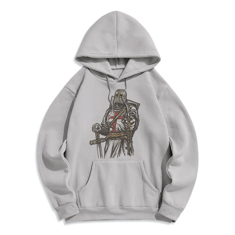 Christianartworkshop Modern Style Crusader's Valor and Faith Fleece Lined Polyester Hoodie - Grey - 2XL - image 17