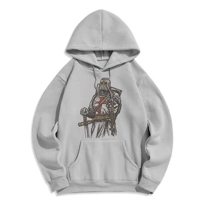 Christianartworkshop Modern Style Crusader's Valor and Faith Fleece Lined Polyester Hoodie - Grey - 2XL - image 17