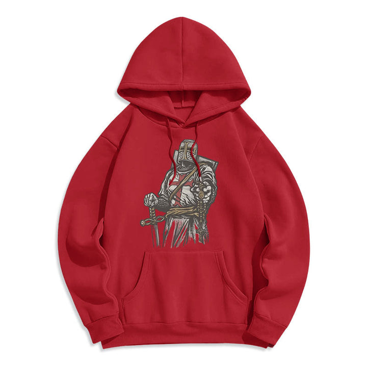 Christianartworkshop Modern Style Crusader's Valor and Faith Fleece Lined Polyester Hoodie - Red - 2XL - image 19