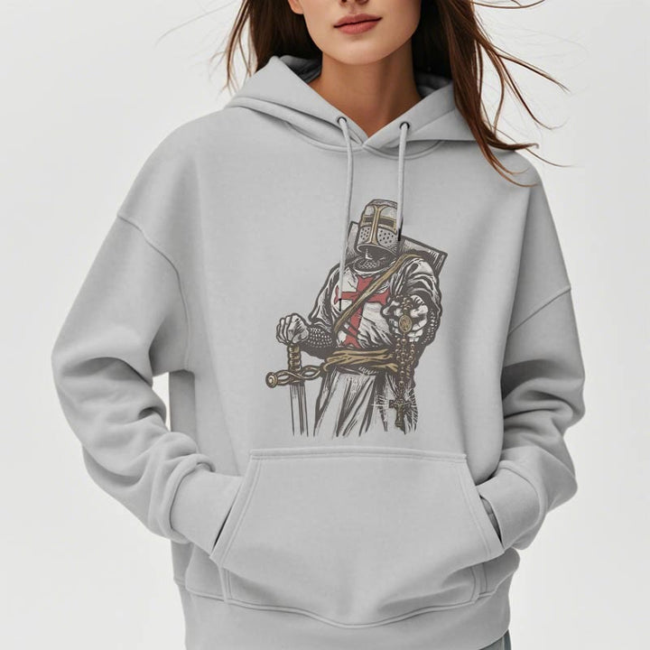 Christianartworkshop Modern Style Crusader's Valor and Faith Fleece Lined Polyester Hoodie - image 18