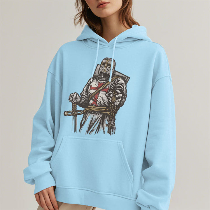 Christianartworkshop Modern Style Crusader's Valor and Faith Fleece Lined Polyester Hoodie - image 14