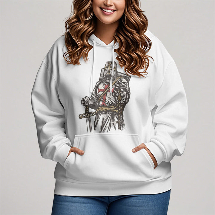 Christianartworkshop Modern Style Crusader's Valor and Faith Fleece Lined Polyester Hoodie - image 5