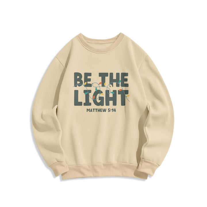 Christianartworkshop Quotation Style Be The Light Fleece Lined Polyester Sweatshirt - Beige - 2XL - image 9