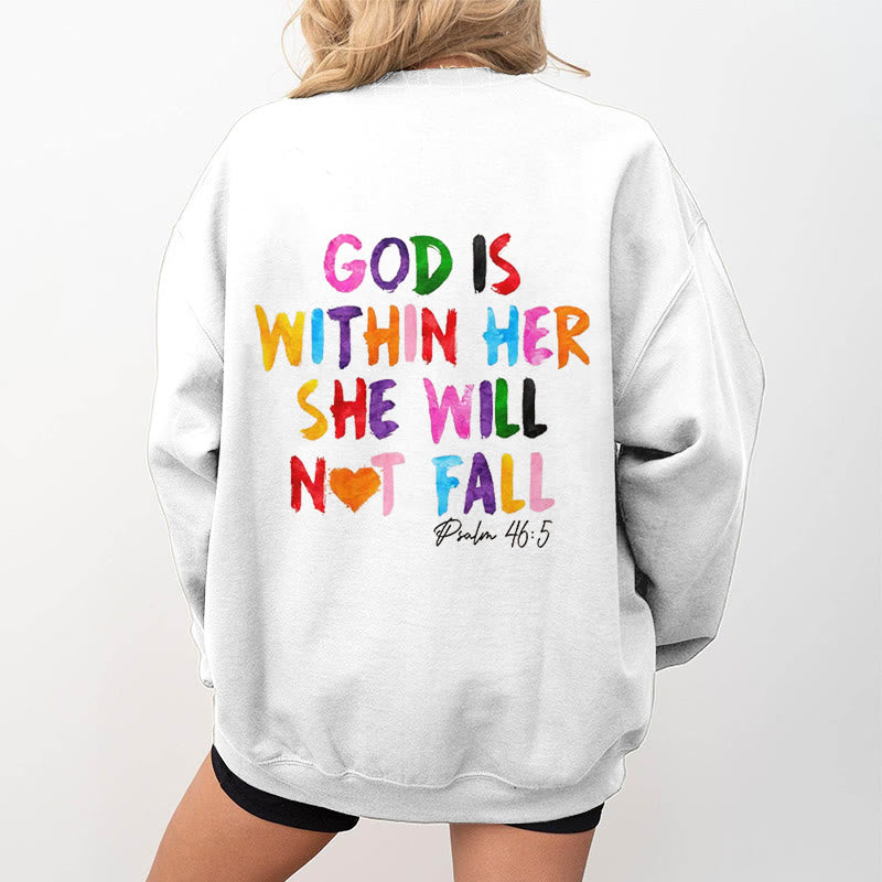 Christianartworkshop Quotation Style God Is Within Her Fleece Lined Polyester Sweatshirt - image 6