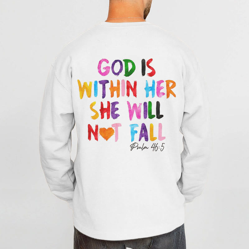 Christianartworkshop Quotation Style God Is Within Her Fleece Lined Polyester Sweatshirt - image 3