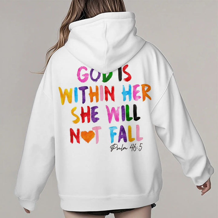 Christianartworkshop Quotation Style God Is Within Her Fleece Lined Polyester Hoodie - image 6