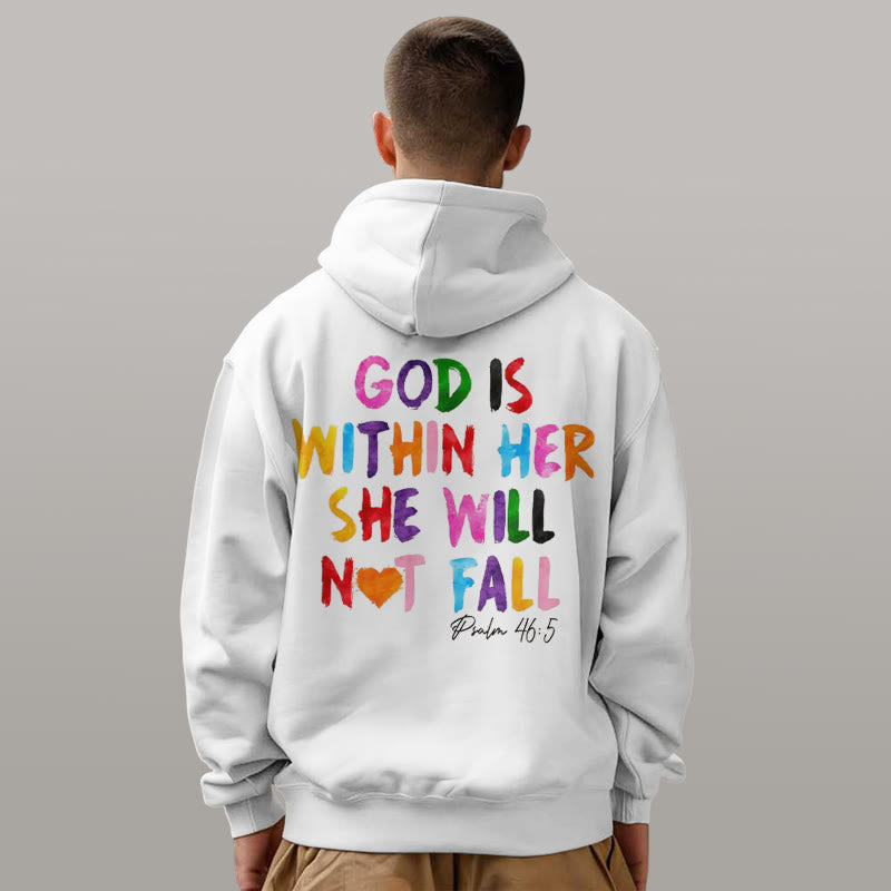 Christianartworkshop Quotation Style God Is Within Her Fleece Lined Polyester Hoodie - image 5