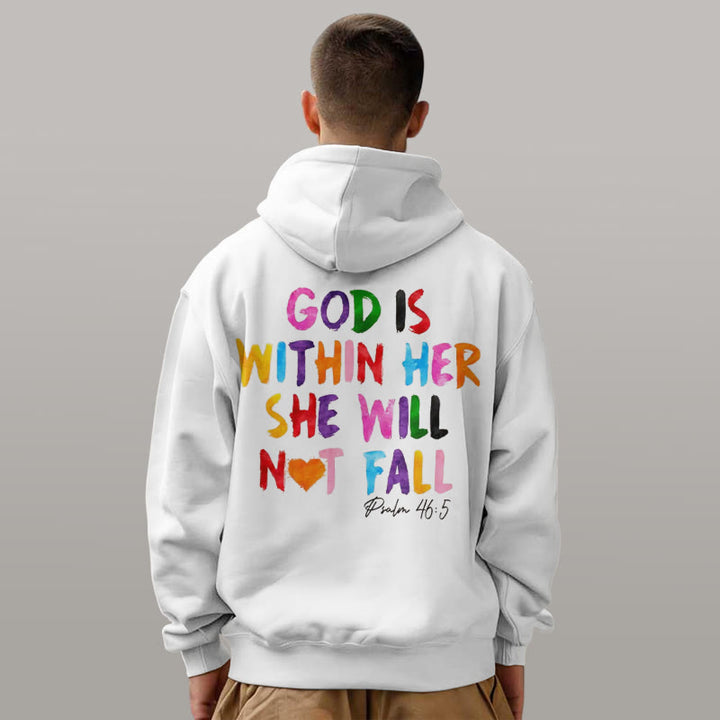 Christianartworkshop Quotation Style God Is Within Her Fleece Lined Polyester Hoodie - image 5