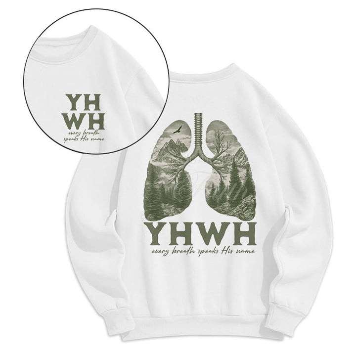 Christianartworkshop Quotation Style Every Breath Speaks His Name Fleece Lined Polyester Sweatshirt - White - 2XL - image 9