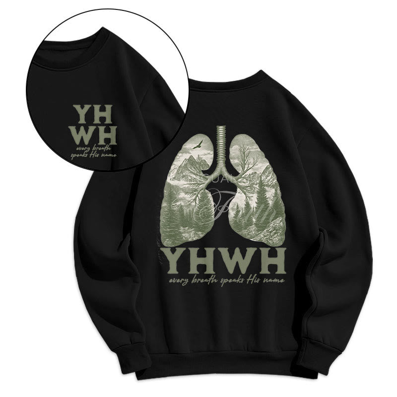 Christianartworkshop Quotation Style Every Breath Speaks His Name Fleece Lined Polyester Sweatshirt - Black - 2XL - image 7