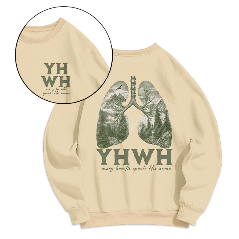 Christianartworkshop Quotation Style Every Breath Speaks His Name Fleece Lined Polyester Sweatshirt - Beige - 2XL - image 10