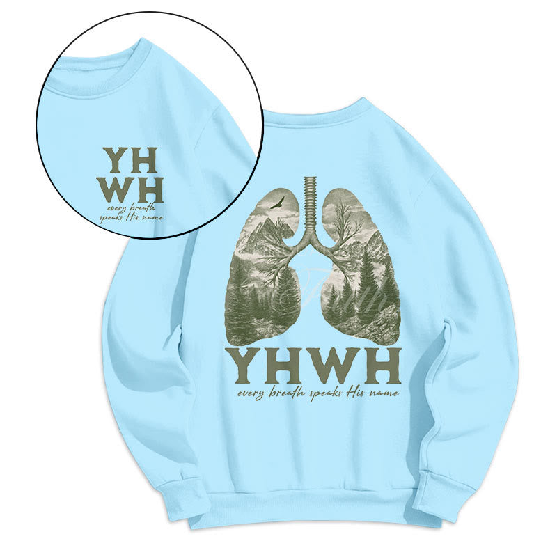 Christianartworkshop Quotation Style Every Breath Speaks His Name Fleece Lined Polyester Sweatshirt - Blue - 2XL - image 12