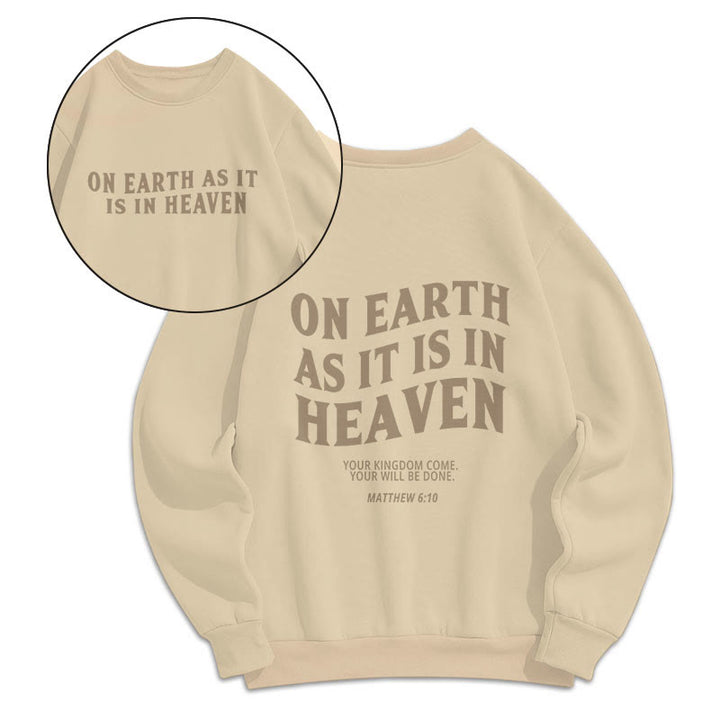 Christianartworkshop Quotation Style On Earth As It Is In Heaven Fleece Lined Polyester Sweatshirt - Beige - 2XL - image 10