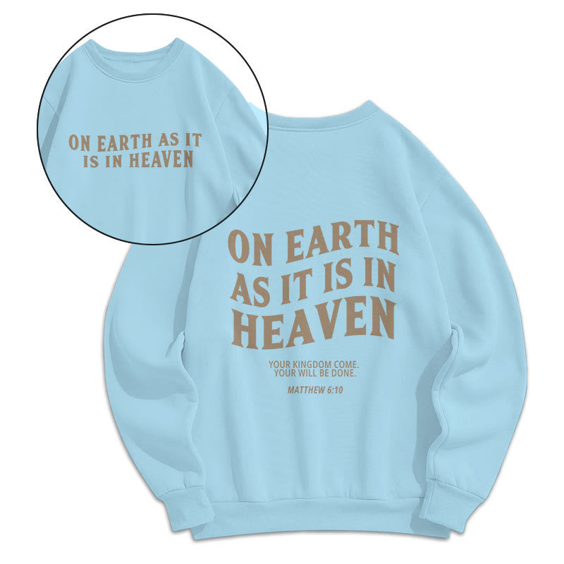 Christianartworkshop Quotation Style On Earth As It Is In Heaven Fleece Lined Polyester Sweatshirt - Blue - 2XL - image 12