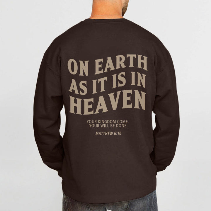 Christianartworkshop Quotation Style On Earth As It Is In Heaven Fleece Lined Polyester Sweatshirt - image 4