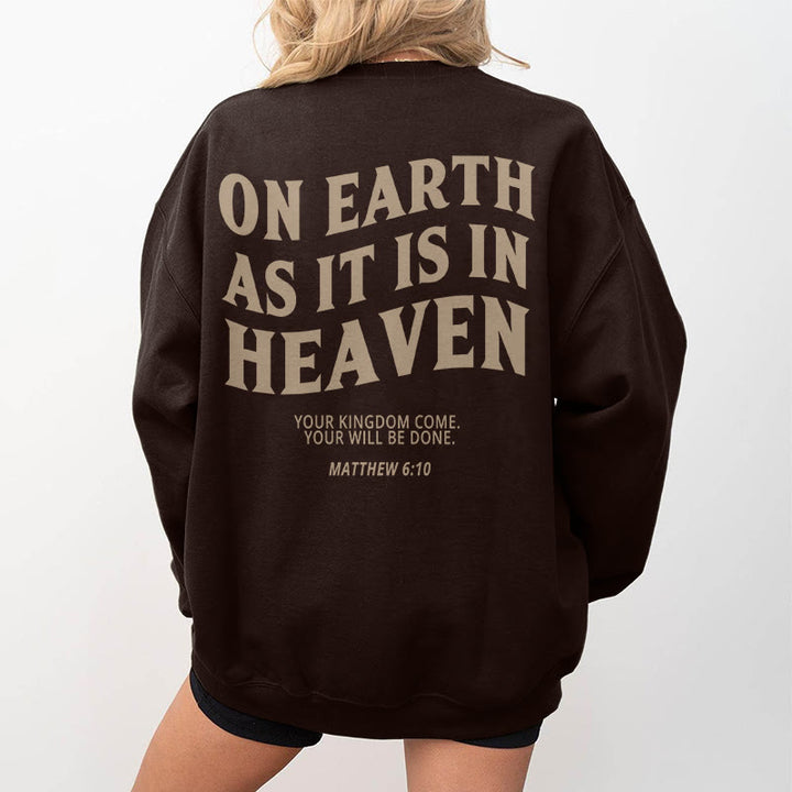 Christianartworkshop Quotation Style On Earth As It Is In Heaven Fleece Lined Polyester Sweatshirt - image 5