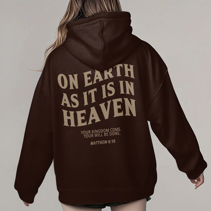 Christianartworkshop Quotation Style On Earth As It Is In Heaven Fleece Lined Polyester Hoodie - image 5