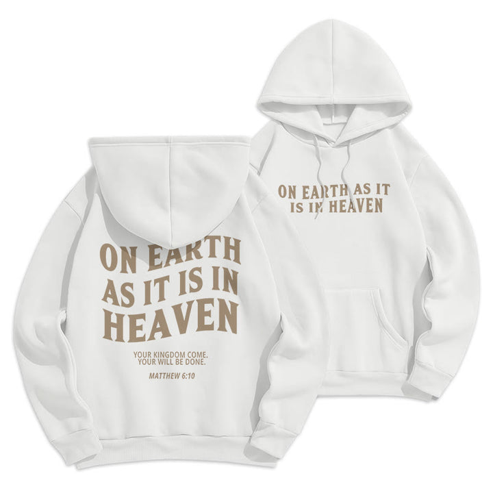Christianartworkshop Quotation Style On Earth As It Is In Heaven Fleece Lined Polyester Hoodie - White - 2XL - image 9