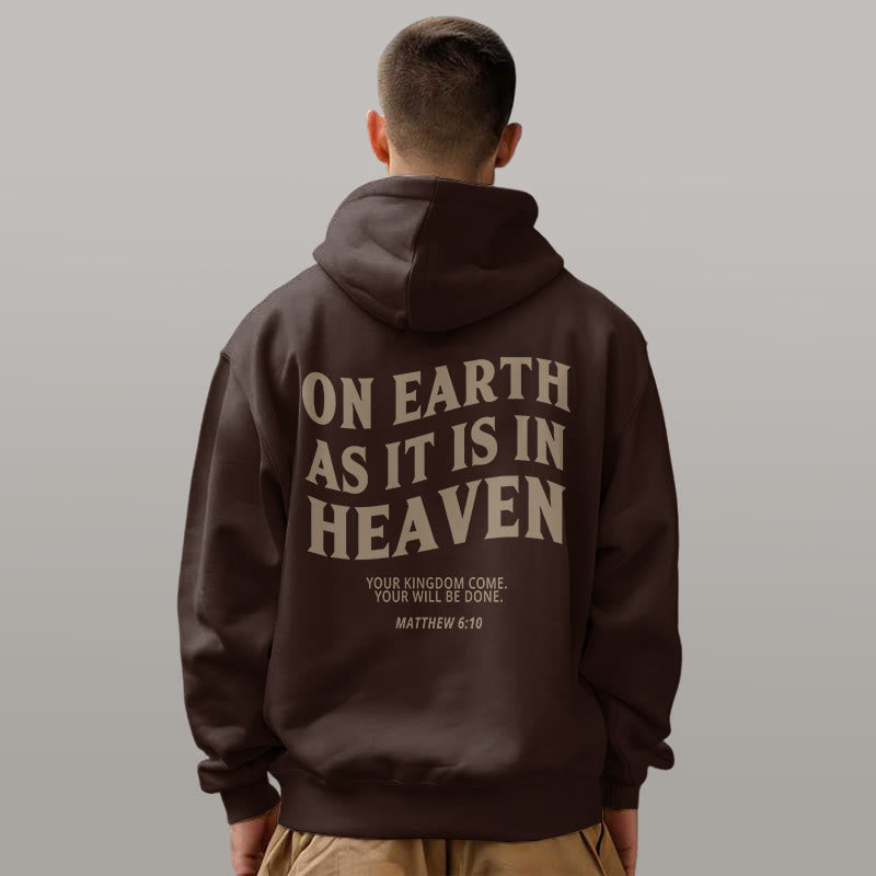 Christianartworkshop Quotation Style On Earth As It Is In Heaven Fleece Lined Polyester Hoodie - image 6
