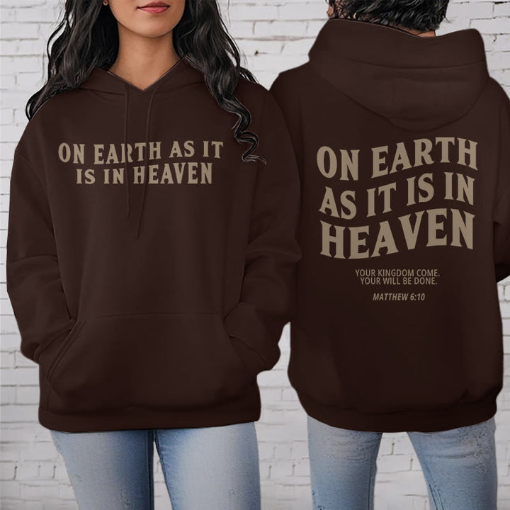 Christianartworkshop Quotation Style On Earth As It Is In Heaven Fleece Lined Polyester Hoodie - image 4