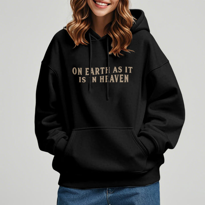 Christianartworkshop Quotation Style On Earth As It Is In Heaven Fleece Lined Polyester Hoodie - image 8