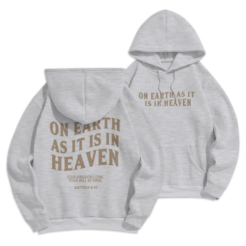 Christianartworkshop Quotation Style On Earth As It Is In Heaven Fleece Lined Polyester Hoodie - Grey - 2XL - image 13
