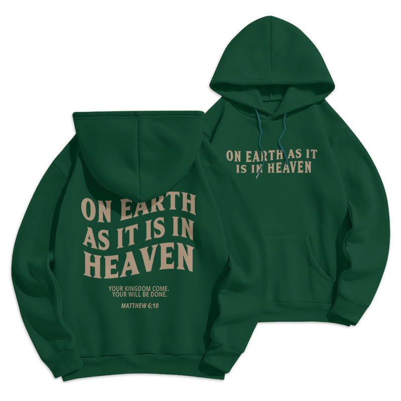 Christianartworkshop Quotation Style On Earth As It Is In Heaven Fleece Lined Polyester Hoodie - Green - 2XL - image 11