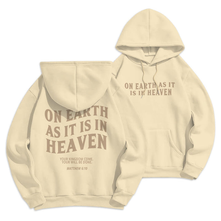 Christianartworkshop Quotation Style On Earth As It Is In Heaven Fleece Lined Polyester Hoodie - Beige - 2XL - image 10