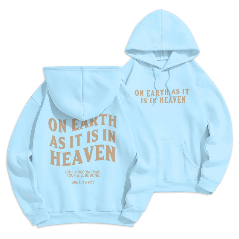 Christianartworkshop Quotation Style On Earth As It Is In Heaven Fleece Lined Polyester Hoodie - Blue - 2XL - image 12