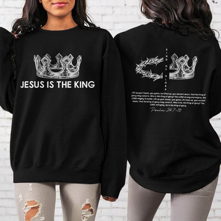 Christianartworkshop Quotation Style Jesus Is The King Fleece Lined Polyester Sweatshirt - image 4