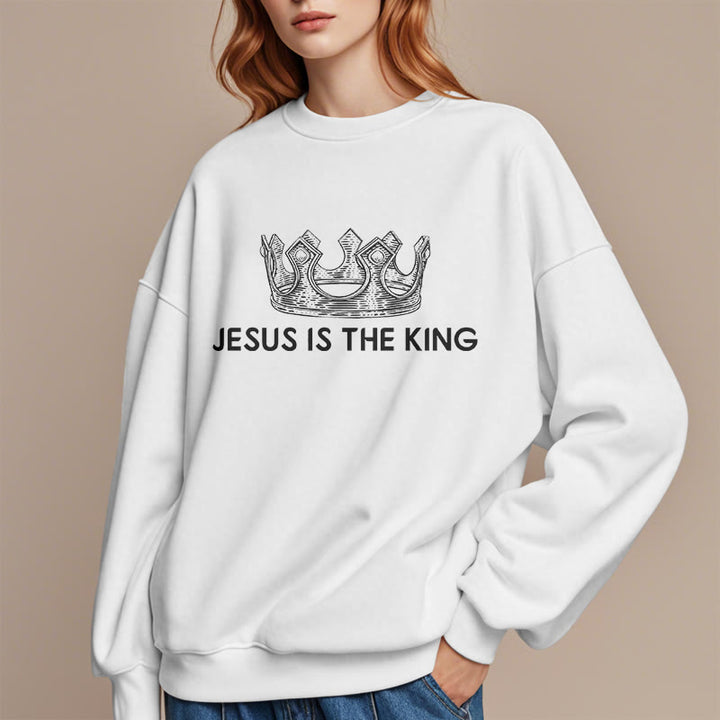 Christianartworkshop Quotation Style Jesus Is The King Fleece Lined Polyester Sweatshirt - image 8