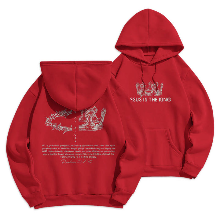 Christianartworkshop Quotation Style Jesus Is The King Fleece Lined Polyester Hoodie - Red - 2XL - image 13