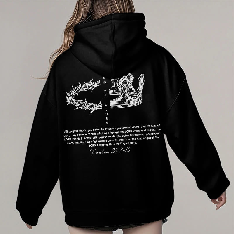 Christianartworkshop Quotation Style Jesus Is The King Fleece Lined Polyester Hoodie - image 5