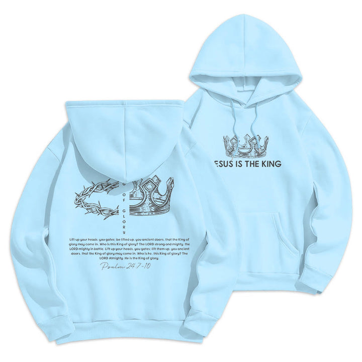 Christianartworkshop Quotation Style Jesus Is The King Fleece Lined Polyester Hoodie - Blue - 2XL - image 12