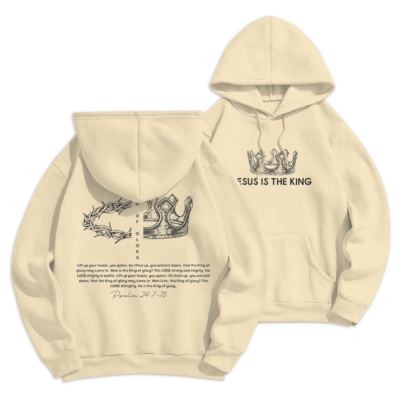 Christianartworkshop Quotation Style Jesus Is The King Fleece Lined Polyester Hoodie - Beige - 2XL - image 9