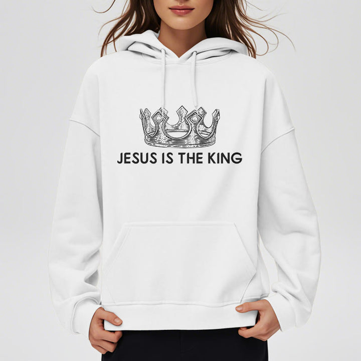 Christianartworkshop Quotation Style Jesus Is The King Fleece Lined Polyester Hoodie - image 7