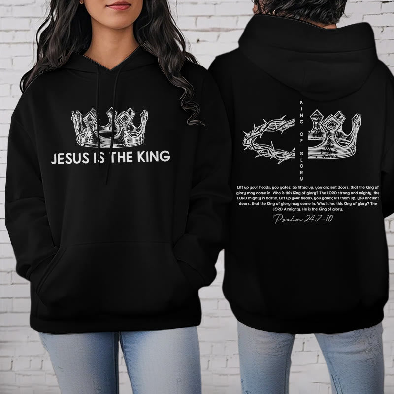 Christianartworkshop Quotation Style Jesus Is The King Fleece Lined Polyester Hoodie - image 4