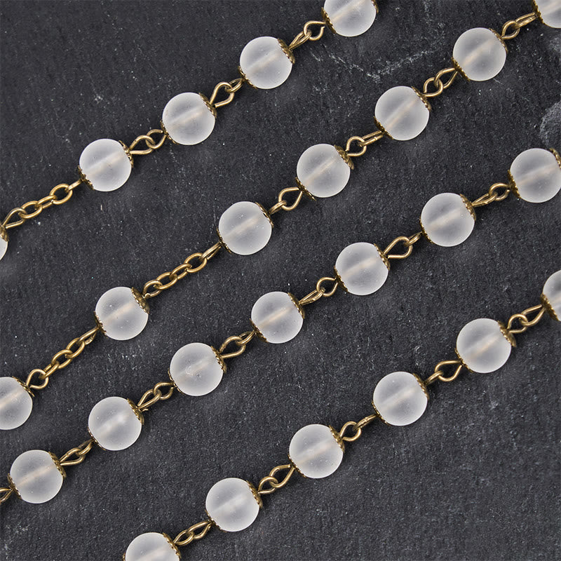 Christianartworkshop Rose & Crucifix of 8 mm Round Clear Glass Alloy Chain Rosary - image 5