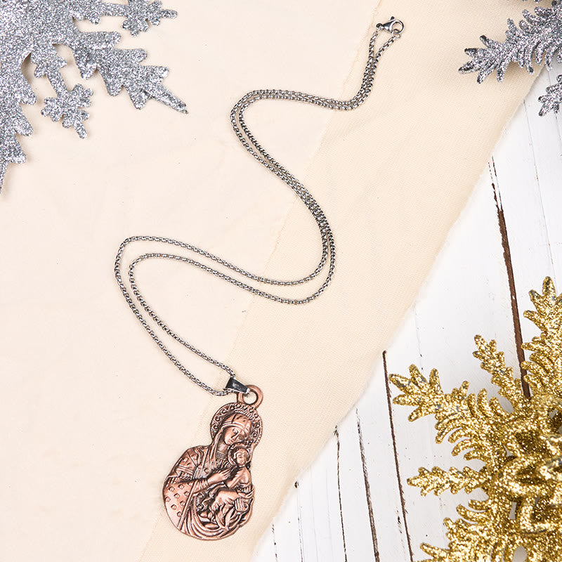 Christianartworkshop Classic Style Madonna And Child Faith Symbol Pendant Necklace - Retro Bronze - image 2
