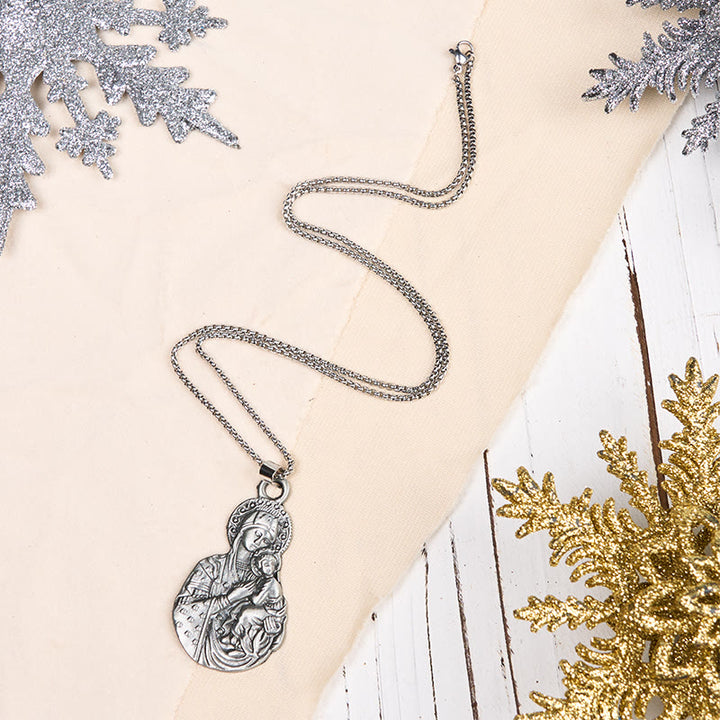 Christianartworkshop Classic Style Madonna And Child Faith Symbol Pendant Necklace - Retro Silver - image 6