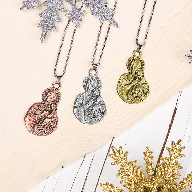 Christianartworkshop Classic Style Madonna And Child Faith Symbol Pendant Necklace - image 1