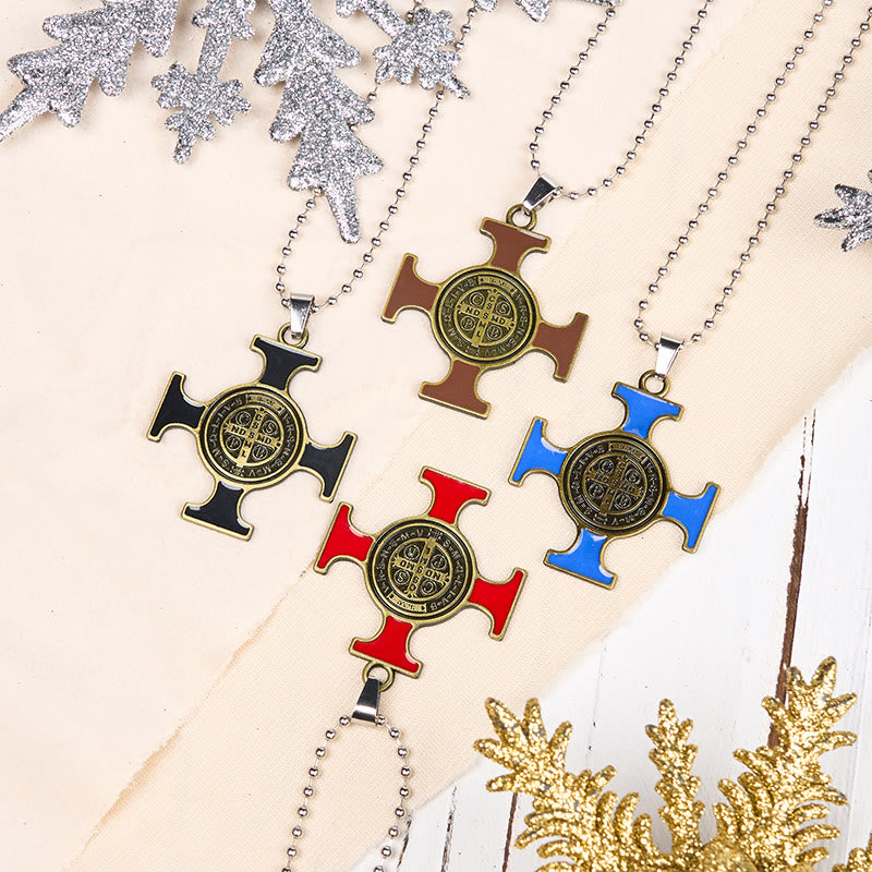Christianartworkshop Classic Style Saint Benedict Cross Protection Pendant Necklace - image 1